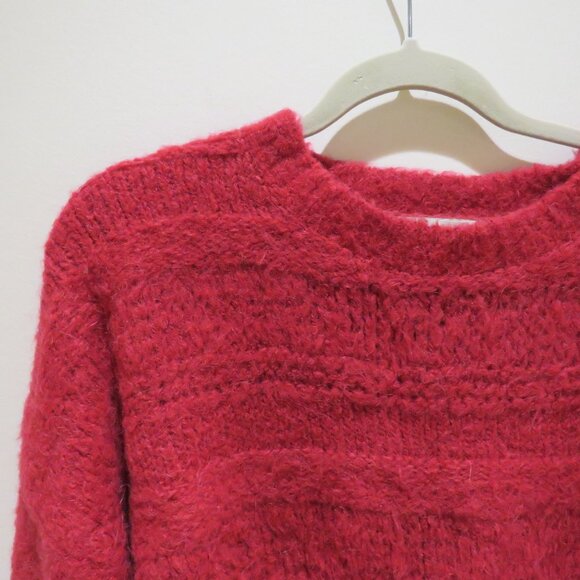 JOIE Blanche Crew Neck Alpaca Wool Blend Sweater in Fuchsia Red Quiet Luxury - Picture 4 of 14